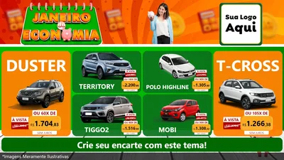 Modelo de TV para TV Horizontal com o tema Janeiro da Economia para Concessionaria de Carros