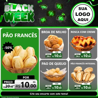 Modelo de Rede Social para Feed Facebook com o tema Black Week para Padaria
