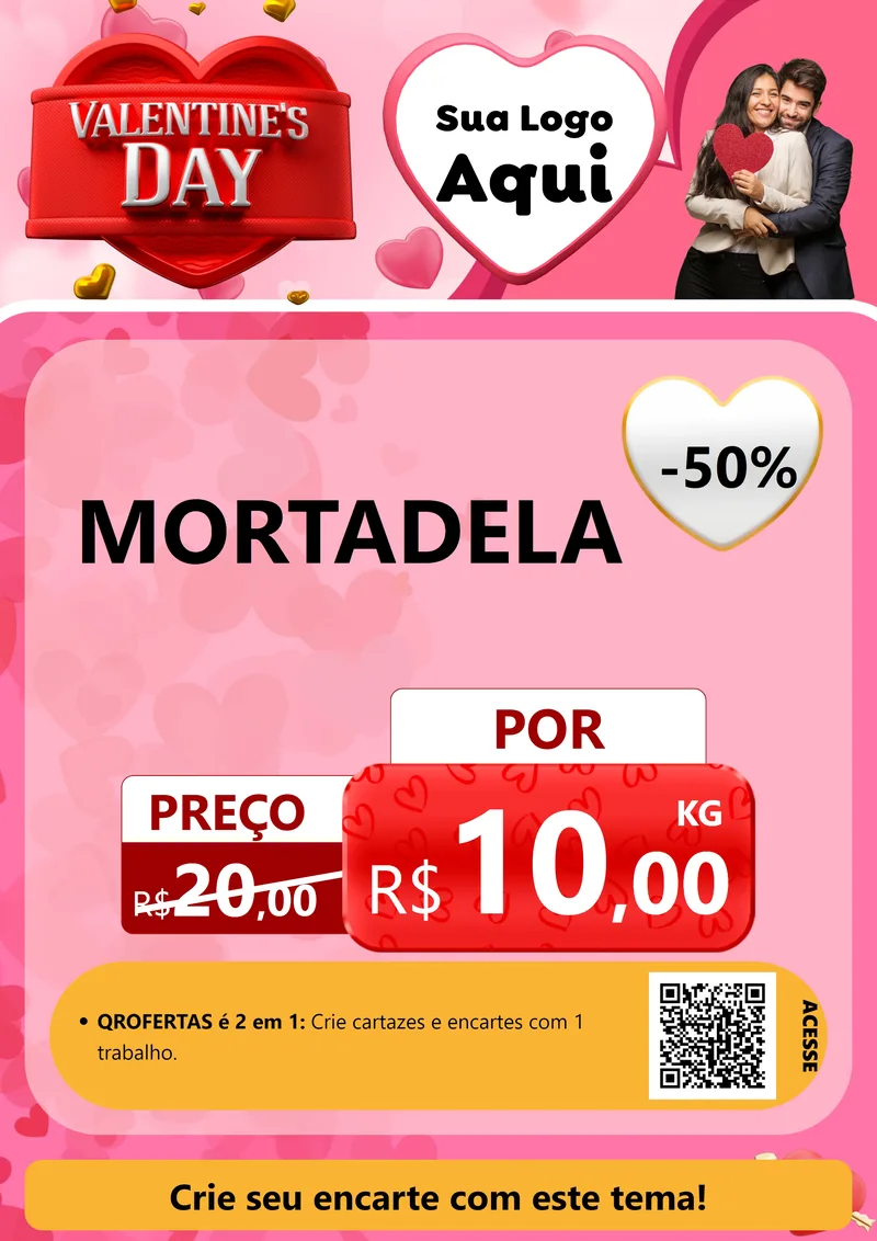 Modelo de Cartaz para Cartaz A4 Vertical com o tema Valentine's Day para Frios e Laticínios
