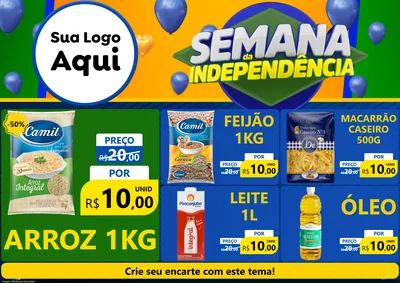 Modelo de Encarte para Encarte A4 Horizontal com o tema Semana da Independência para Supermercado