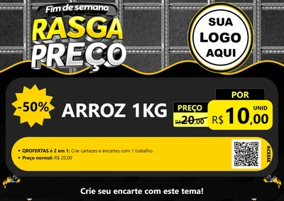 Modelo de Cartaz para Cartaz A4 Horizontal com o tema Fim de Semana Rasga Preço para Supermercado