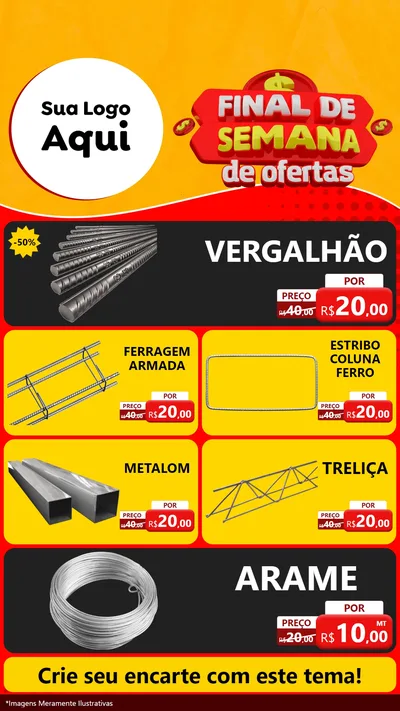 Modelo de TV para TV Vertical com o tema Final de Semana de Ofertas para Ferragens