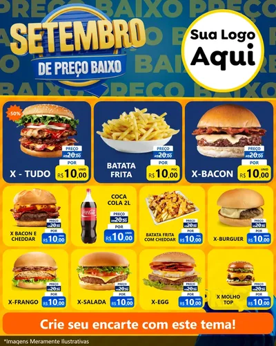 Modelo de Rede Social para Feed Instagram com o tema Setembro De Preço Baixo para Hamburgueria
