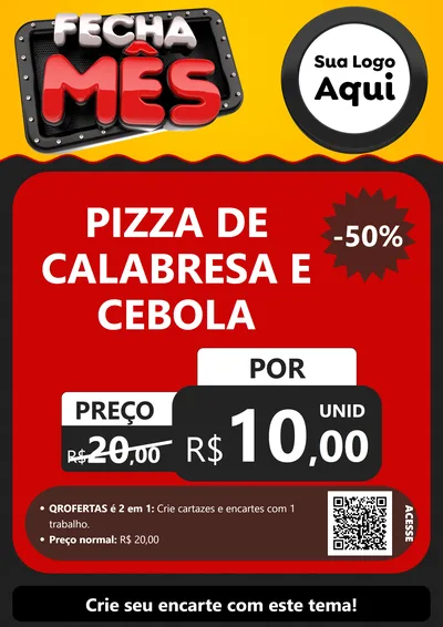 Modelo de Cartaz para Cartaz A4 Vertical com o tema Fecha Mês para Pizzaria