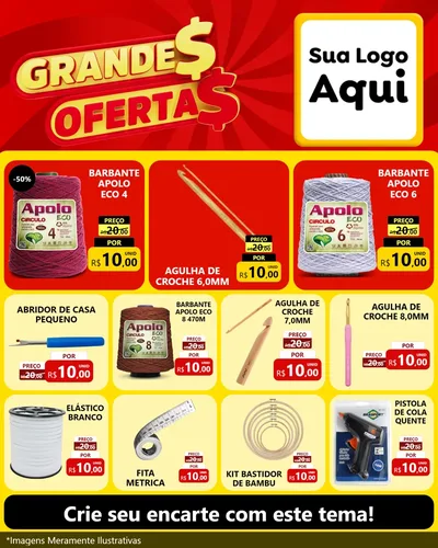 Modelo de Rede Social para Feed Instagram com o tema Grandes Ofertas para Armarinho e Aviamentos