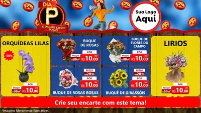 Modelo de TV para TV Horizontal com o tema Dia P - O Dia Mais Barato Do Mês para Floricultura e jardim