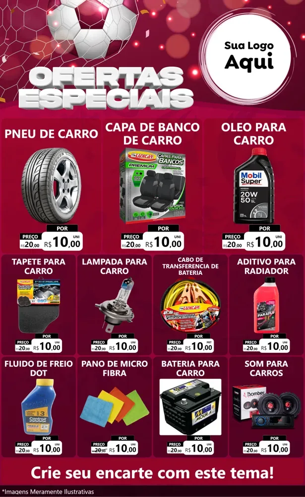 Modelo de Encarte para Encarte Grande com o tema Ofertas Especiais - Futebol para Auto peças