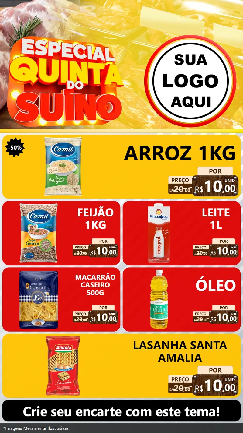 Modelo de TV para TV Vertical com o tema Especial Quinta do Suíno para Supermercado