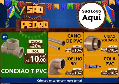 Modelo de Encarte para Encarte A4 Horizontal com o tema São Pedro para Tubos e conexões