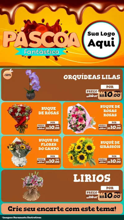 Modelo de TV para TV Vertical com o tema Páscoa Fantástica para Floricultura e jardim