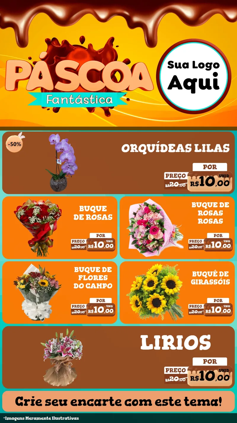 Modelo de TV para TV Vertical com o tema Páscoa Fantástica para Floricultura e jardim