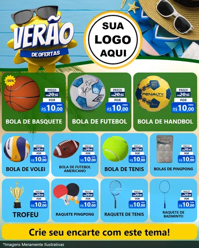 Modelo de Rede Social para Feed Instagram com o tema Verão de Ofertas para Artigos Esportivos