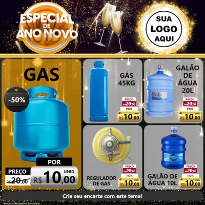 Modelo de Rede Social para Feed Facebook com o tema Especial de Ano Novo para Água e gás
