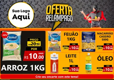 Modelo de Encarte para Encarte A4 Horizontal com o tema Oferta Relâmpago para Supermercado