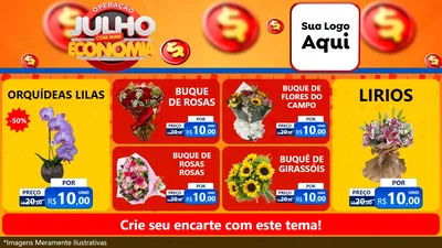 Modelo de TV para TV Horizontal com o tema Operação Julho Com Mais Economia para Floricultura e jardim