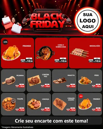 Modelo de Rede Social para Feed Instagram com o tema Black Friday para Assados