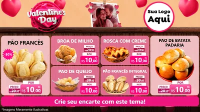 Modelo de TV para TV Horizontal com o tema Valentine's Day para Padaria