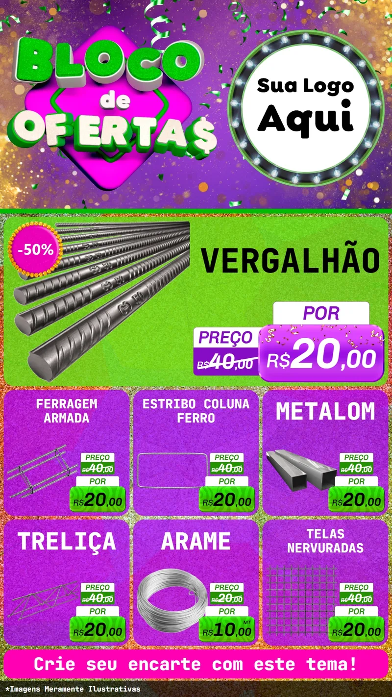 Modelo de Rede Social para Stories com o tema Bloco de Ofertas para Ferragens