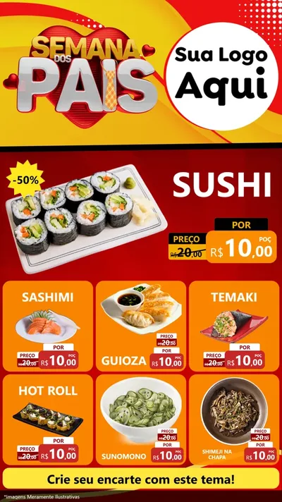 Modelo de Rede Social para Stories com o tema Semana Dos Pais para Comida japonesa