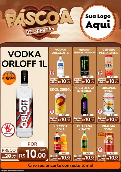 Modelo de Encarte para Encarte A4 Vertical com o tema Páscoa de Ofertas para Distribuidora de bebidas