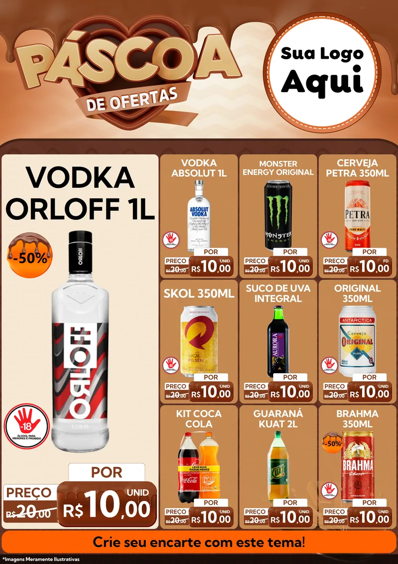 Modelo de Encarte para Encarte A4 Vertical com o tema Páscoa de Ofertas para Distribuidora de bebidas