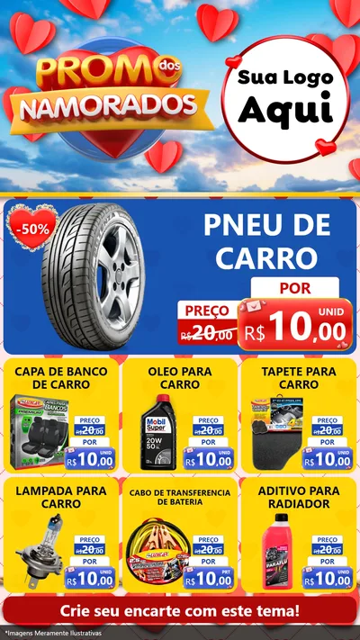 Modelo de Rede Social para Stories com o tema Promo dos Namorados para Auto peças