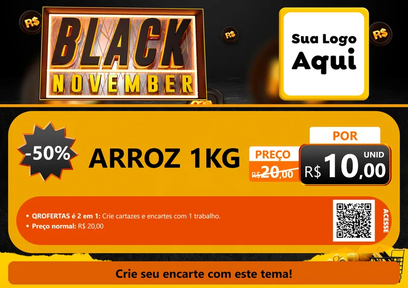 Modelo de Cartaz para Cartaz A4 Horizontal com o tema Black November para Supermercado