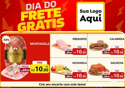 Modelo de Encarte para Encarte A4 Horizontal com o tema Dia do Frete Grátis para Frios e Laticínios