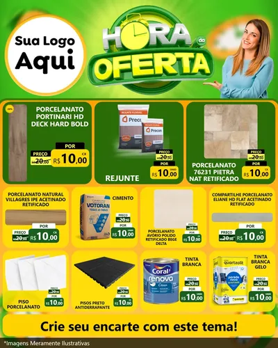 Modelo de Rede Social para Feed Instagram com o tema Hora da Oferta para Pisos e revestimentos