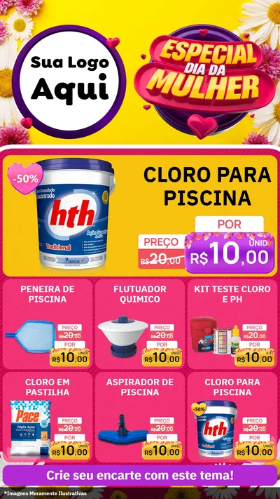 Modelo de Rede Social para Stories com o tema Especial Dia da Mulher para Produtos para Piscina