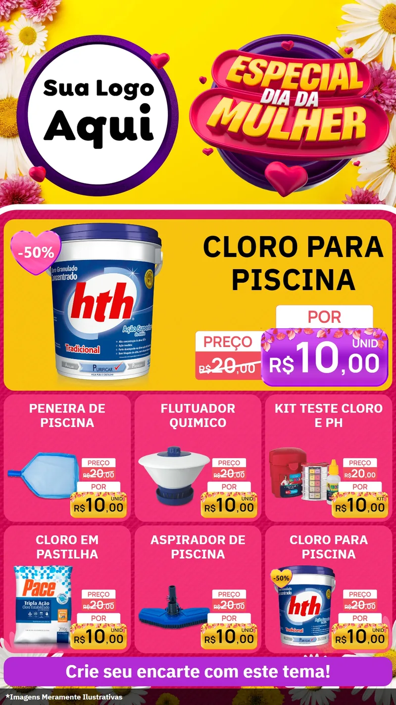 Modelo de Rede Social para Stories com o tema Especial Dia da Mulher para Produtos para Piscina