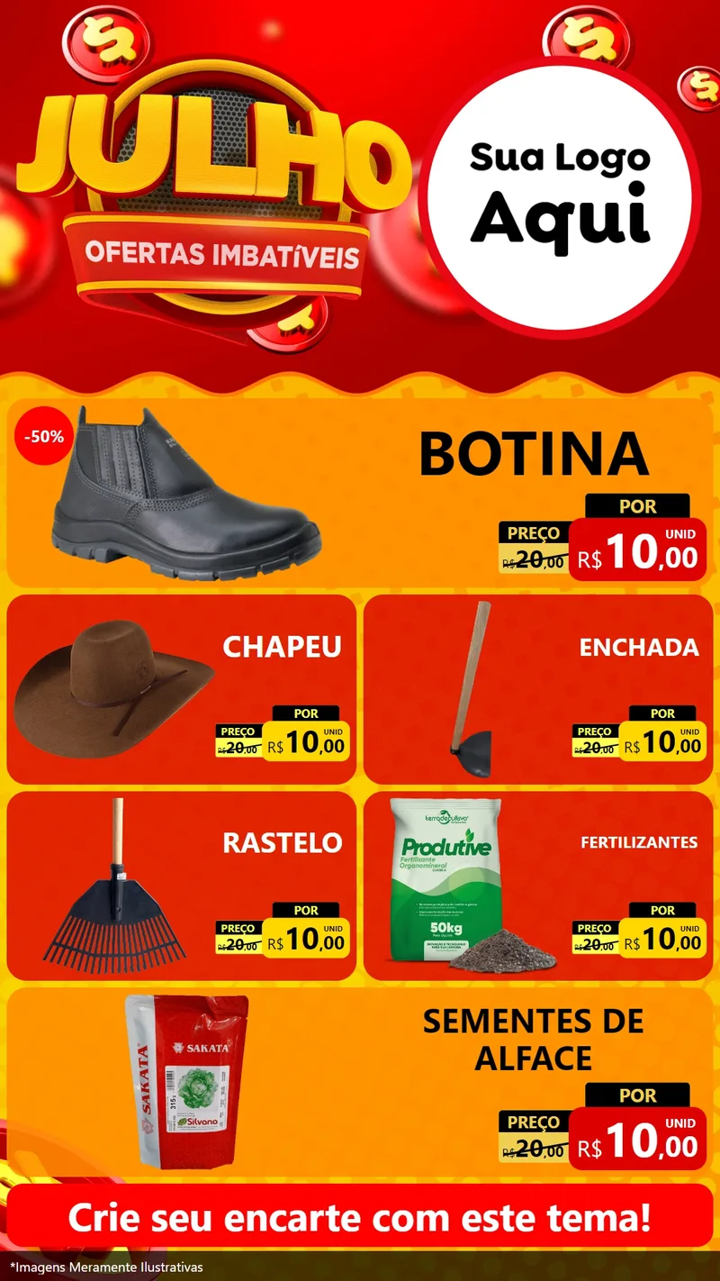 Modelo de TV para TV Vertical com o tema Julho Ofertas Imbatíveis para Agropecuária