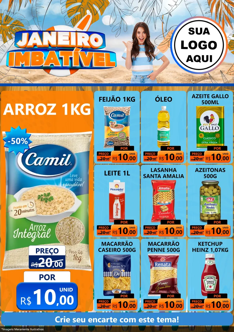 Modelo de Encarte para Encarte A4 Vertical com o tema Janeiro Imbatível para Supermercado