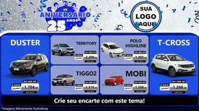 Modelo de TV para TV Horizontal com o tema Promoção de Aniversário - 25 Anos para Concessionaria de Carros