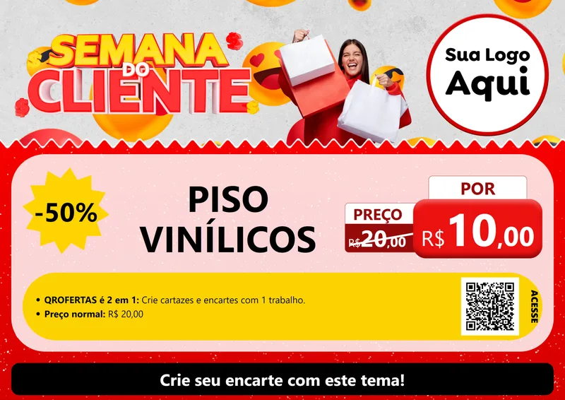 Modelo de Cartaz para Cartaz A4 Horizontal com o tema Semana do Cliente para Material para Construção