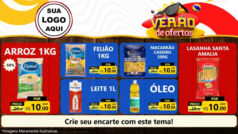 Modelo de TV para TV Horizontal com o tema Super Verão de Ofertas para Supermercado