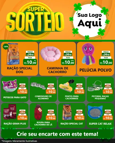 Modelo de Rede Social para Feed Instagram com o tema Super Sorteio para Pet Shop