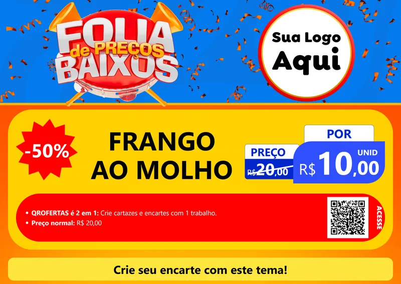 Modelo de Cartaz para Cartaz A4 Horizontal com o tema Folia de Preços Baixos para Restaurante