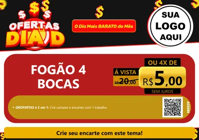 Modelo de Cartaz para Cartaz A4 Horizontal com o tema Ofertas Dia D para Móveis e Eletro