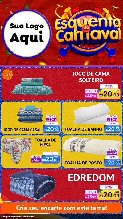 Modelo de TV para TV Vertical com o tema Esquenta de Carnaval para Cama, Mesa e Banho