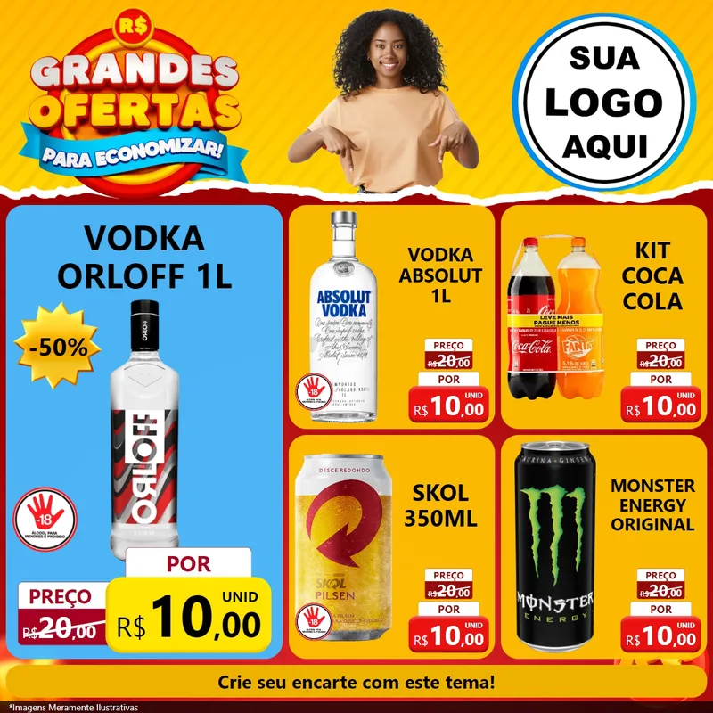 Modelo de Rede Social para Feed Facebook com o tema Grandes Ofertas Para Economizar! para Distribuidora de bebidas