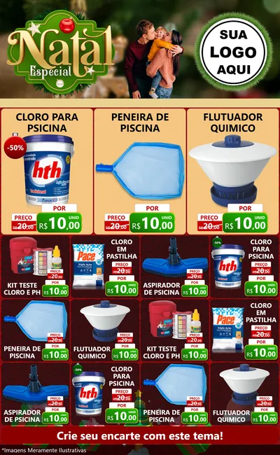 Modelo de Encarte para Encarte Grande com o tema Natal Especial para Produtos para Piscina