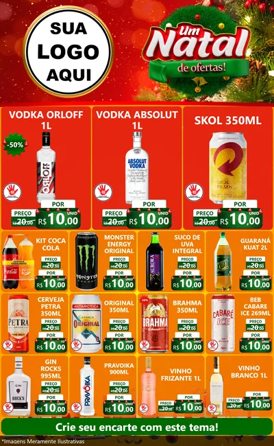 Modelo de Encarte para Encarte Grande com o tema Um Natal de Ofertas para Distribuidora de bebidas