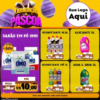 Modelo de Rede Social para Feed Facebook com o tema Liquidação de Páscoa para Produtos de Limpeza