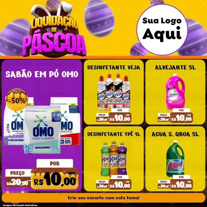 Modelo de Rede Social para Feed Facebook com o tema Liquidação de Páscoa para Produtos de Limpeza