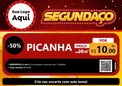 Modelo de Cartaz para Cartaz A4 Horizontal com o tema Segundaço para Açougue