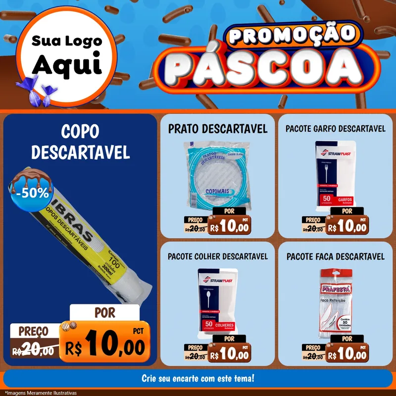 Modelo de Rede Social para Feed Facebook com o tema Promoção Páscoa para Embalagens
