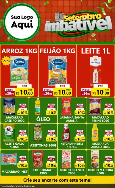 Modelo de Encarte para Encarte Grande com o tema Setembro Imbatível para Supermercado