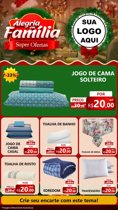 Modelo de Rede Social para Stories com o tema Alegria Em Família - Super Ofertas para Cama, Mesa e Banho