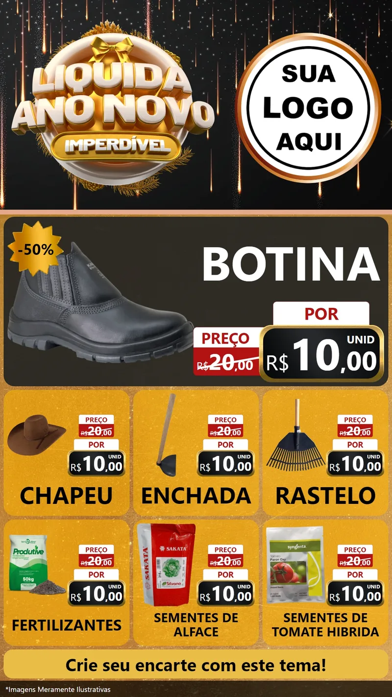 Modelo de Rede Social para Stories com o tema Liquida Ano Novo Imperdível para Agropecuária